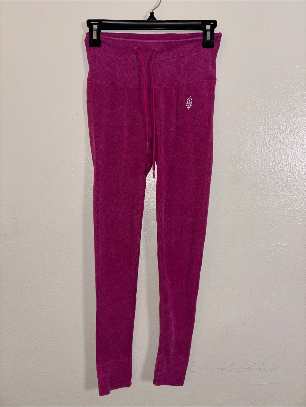 Free People Magenta Terry Knit Leggings with Drawstring Waist
